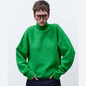 Green Zara Turtleneck Sweater